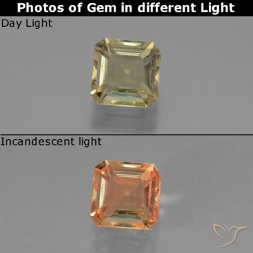 0.84ct Natural Amarelo claro Diásporo com mudança de cor, Corte Esmeralda, VS