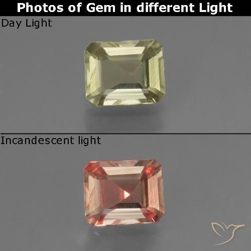 0.93ct Natural Amarelo Dourado Claro Diásporo com mudança de cor, Corte Esmeralda, VS