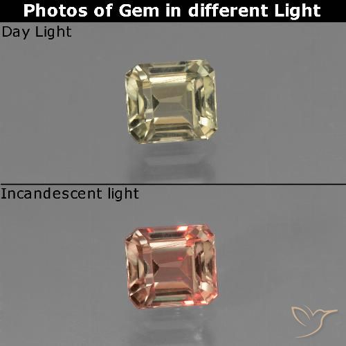 Diásporo com mudança de cor Amarelo Dourado Muito Claro Natural 0.80ct, Corte Esmeralda, VS