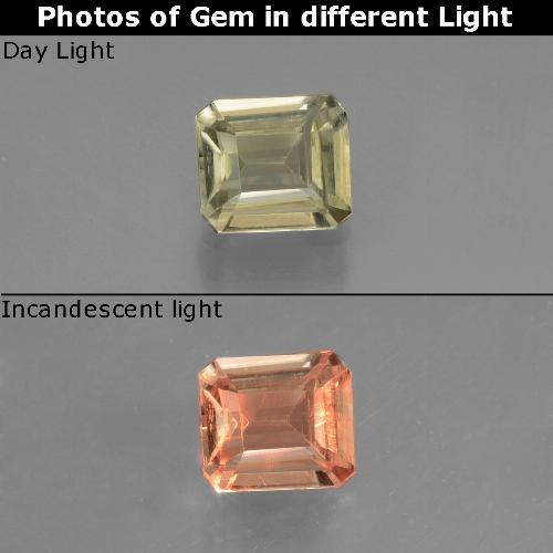 Diásporo com mudança de cor amarelo bege Natural 0.74ct, Corte Esmeralda, VVS-VS