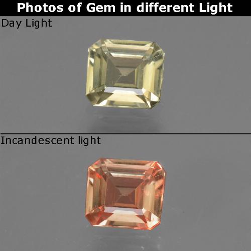 Diásporo com mudança de cor Amarelo muito claro Natural 0.72ct, Corte Esmeralda, VVS-VS