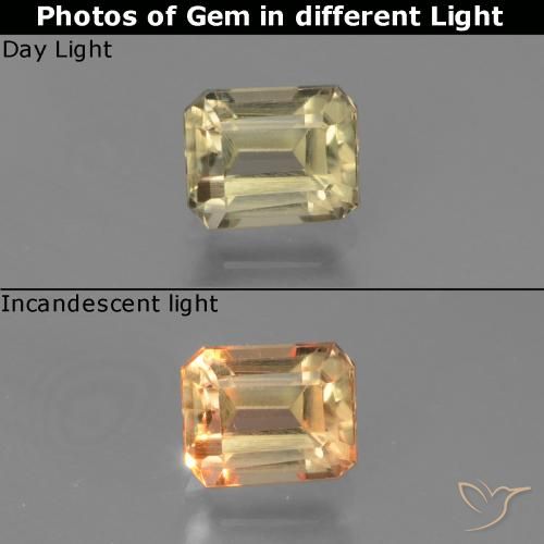 0.96ct Natural amarelo bege Diásporo com mudança de cor, Corte Esmeralda, VVS-VS