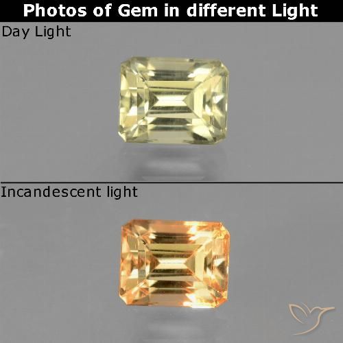 0.95ct Natural Luz amarela Diásporo com mudança de cor, Corte Esmeralda, VS