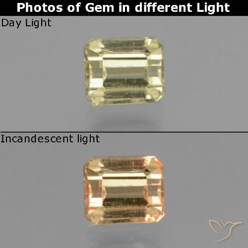 1.09ct Natural Luz amarela Diásporo com mudança de cor, Corte Esmeralda, VS