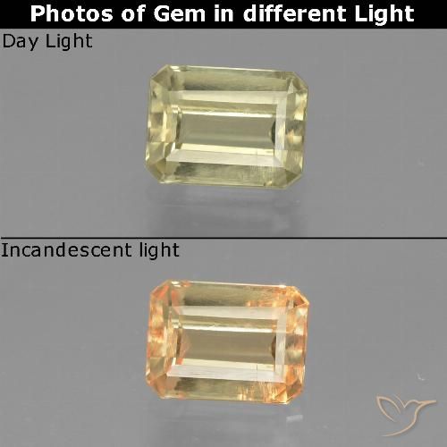 0.93ct Natural Luz amarela Diásporo com mudança de cor, Corte Esmeralda, VS