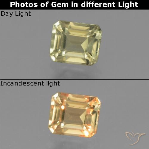 1.01ct Natural amarelo suave Diásporo com mudança de cor, Corte Esmeralda, VS
