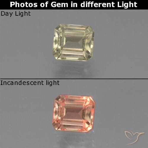 0.80ct Natural amarelo quente Diásporo com mudança de cor, Corte Esmeralda, VVS-VS
