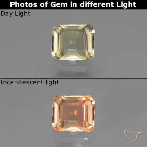 0.95ct Natural Amarelo claro Diásporo com mudança de cor, Corte Esmeralda, VVS-VS