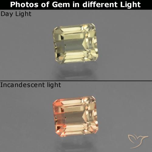 1.07ct Natural Amarelo muito claro Diásporo com mudança de cor, Corte Esmeralda, VS