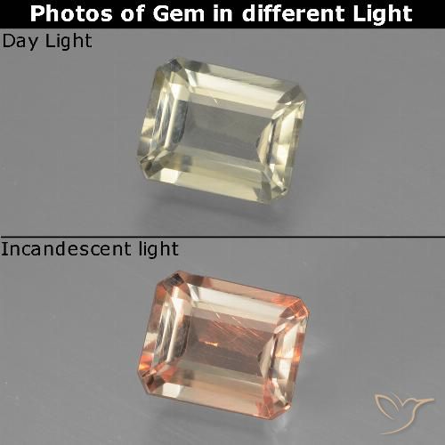 0.85ct Natural Amarelo muito claro Diásporo com mudança de cor, Corte Esmeralda, VS
