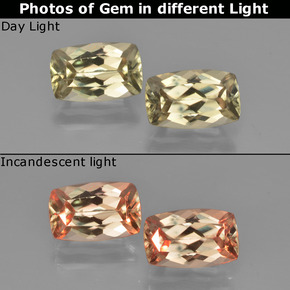 Pedras preciosas de diasporo de mudança de cor amarelo natural de 2,67 ct, almofada cortada, VS