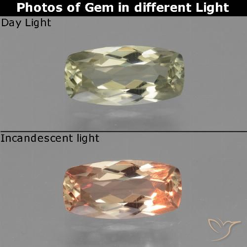 1.08ct Natural Amarelo muito claro Diásporo com mudança de cor, Almofada, VVS