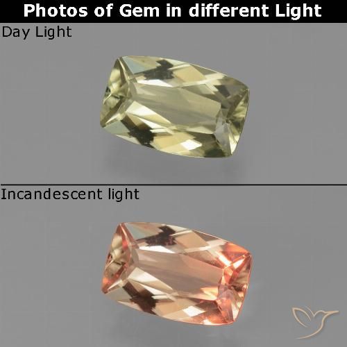 1.05ct Natural Amarelo Dourado Muito Claro Diásporo com mudança de cor, Almofada, VVS-VS