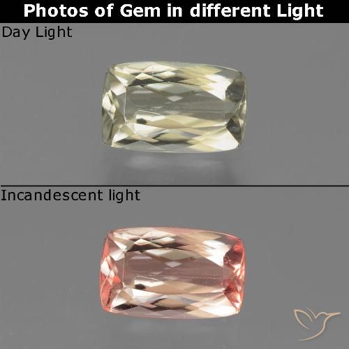 1.24ct Natural Amarelo acastanhado Diásporo com mudança de cor, Almofada, VVS-VS