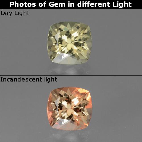 Diasporo de mudança de cor amarelo natural 0,94ct, almofada cortada, VS