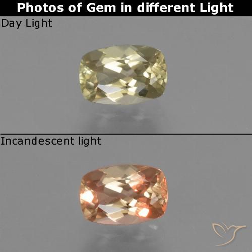 0.68ct Natural Amarelo muito claro Diásporo com mudança de cor, Almofada, VS