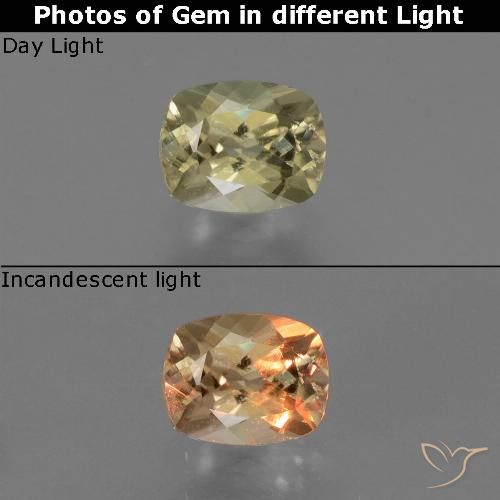 0.76ct Natural Amarelo claro Diásporo com mudança de cor, Almofada, VS