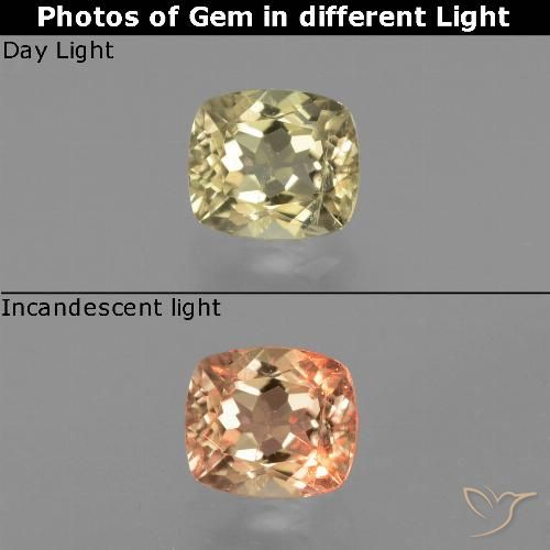 0.80ct Natural amarelo bege Diásporo com mudança de cor, Almofada, VS