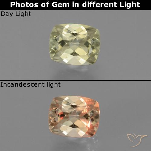 0.78ct Natural Amarelo muito claro Diásporo com mudança de cor, Almofada, VS