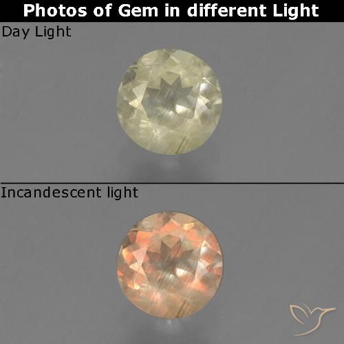 0.50ct Natural Luz amarela Diásporo com mudança de cor, Redondo, VS
