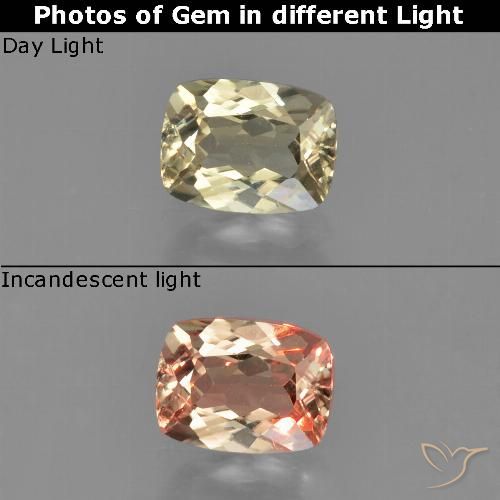 0.87ct Natural Amarelo muito claro Diásporo com mudança de cor, Almofada, VVS-VS