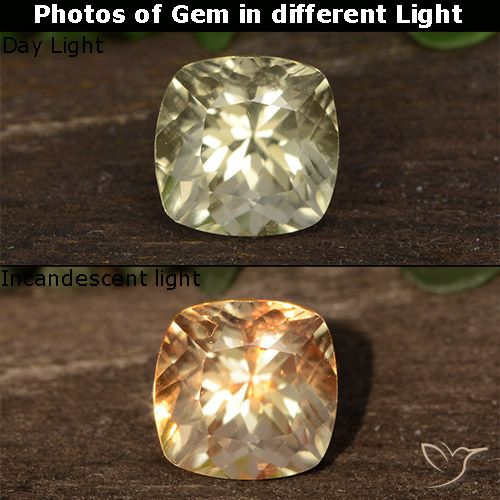 0.80ct Natural amarelo suave Diásporo com mudança de cor, Almofada, VVS-VS