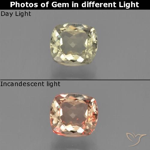 0.81ct Natural Amarelo muito claro Diásporo com mudança de cor, Almofada, VVS-VS