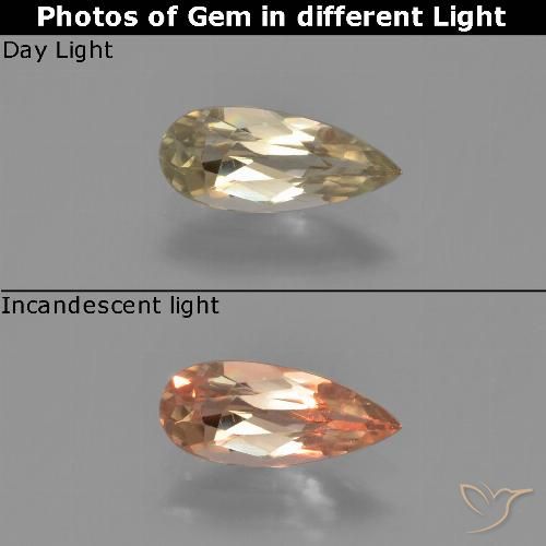 0.70ct Natural Amarelo Terroso Diásporo com mudança de cor, Formato de pêra, VVS-VS