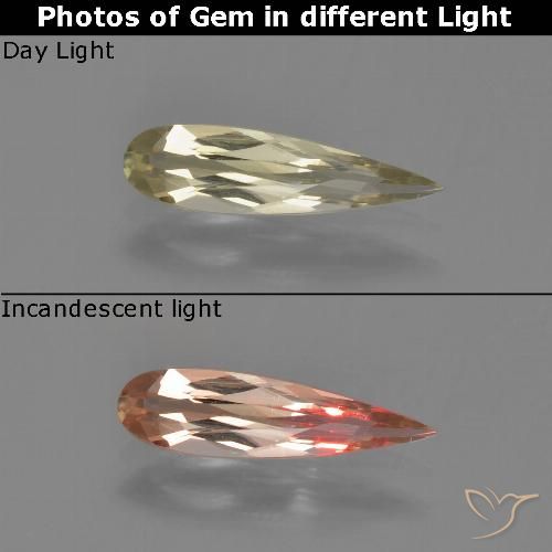 0.82ct Natural Amarelo Terroso Diásporo com mudança de cor, Formato de pêra, VVS-VS
