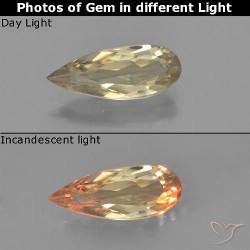 1.40ct Natural Amarelo Terroso Diásporo com mudança de cor, Formato de pêra, VVS-VS