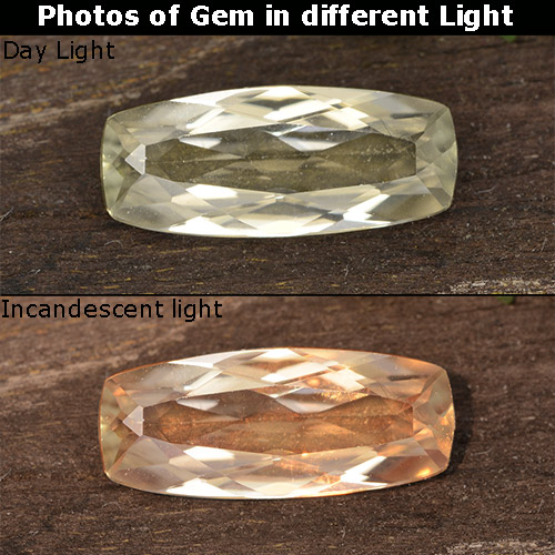 Diásporo com mudança de cor Luz amarela Natural 1.17ct, Almofada cortada, VVS