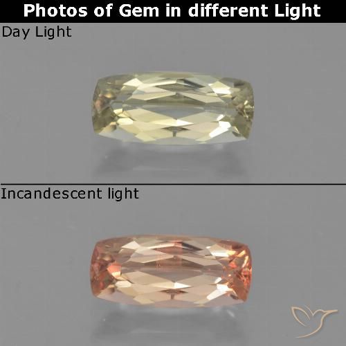 1.24ct Natural Amarelo Muito Pálido Diásporo com mudança de cor, Almofada, VVS