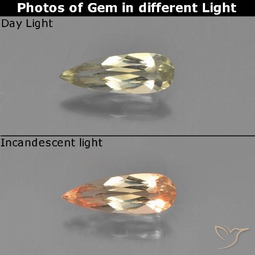 0.64ct Natural Amarelo muito claro Diásporo com mudança de cor, Formato de pêra, VVS-VS