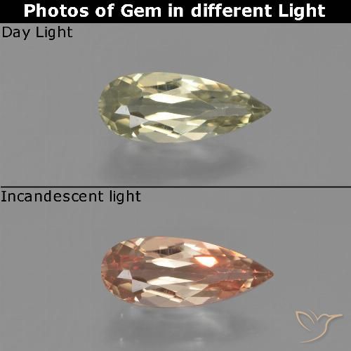 0.77ct Natural Luz amarela Diásporo com mudança de cor, Formato de pêra, VVS-VS