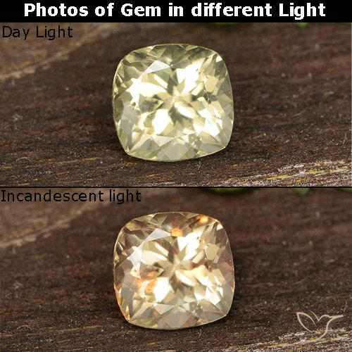 0.60ct Natural Luz amarela Diásporo com mudança de cor, Almofada, VS