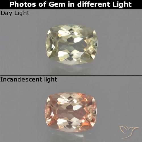 0.61ct Natural Amarelo claro Diásporo com mudança de cor, Almofada, VS