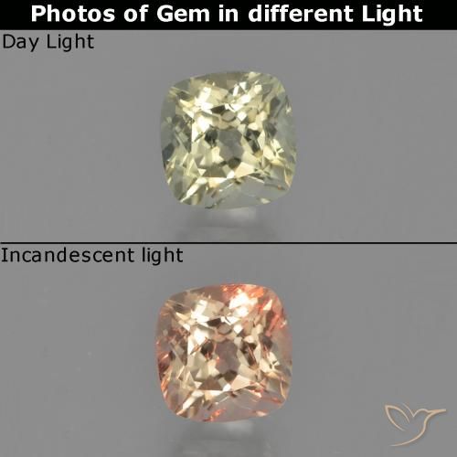 0.65ct Natural Luz amarela Diásporo com mudança de cor, Almofada, VS