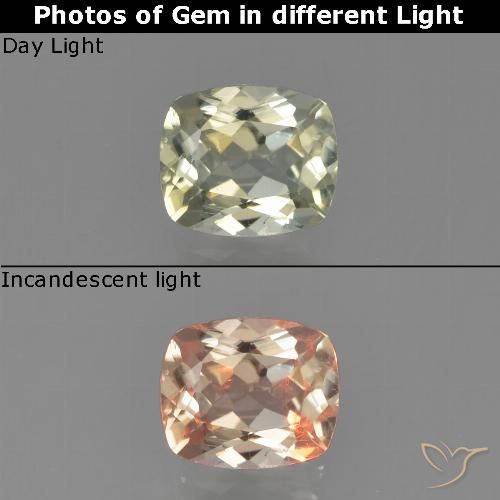 0.75ct Natural amarelo bege Diásporo com mudança de cor, Almofada, VS