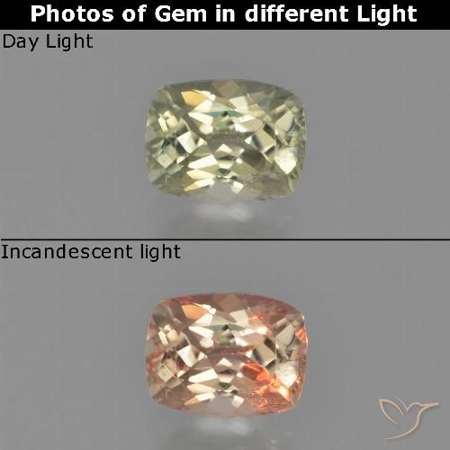 0.67ct Natural Amarelo muito claro Diásporo com mudança de cor, Almofada, VS