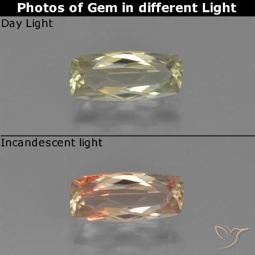 1.14ct Natural Luz amarela Diásporo com mudança de cor, Almofada, VVS