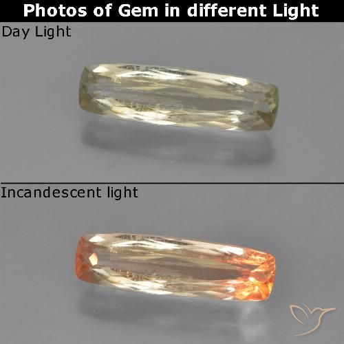 1.24ct Natural Amarelo claro Diásporo com mudança de cor, Almofada, VS-SI