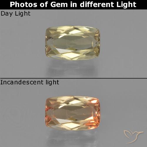 1.38ct Natural amarelo quente Diásporo com mudança de cor, Almofada, VS