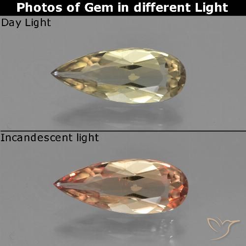 1.31ct Natural Amarelo Terroso Diásporo com mudança de cor, Formato de pêra, VVS-VS