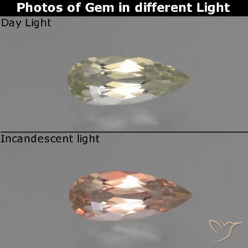 0.77ct Natural Amarelo muito claro Diásporo com mudança de cor, Formato de pêra, VS-SI