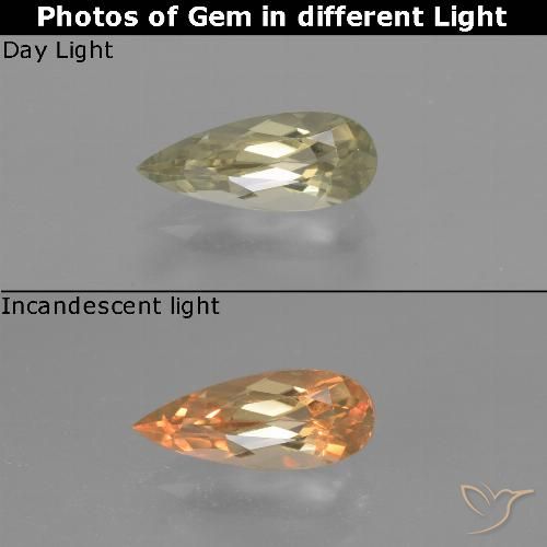 1.35ct Natural Luz amarela Diásporo com mudança de cor, Formato de pêra, VVS-VS