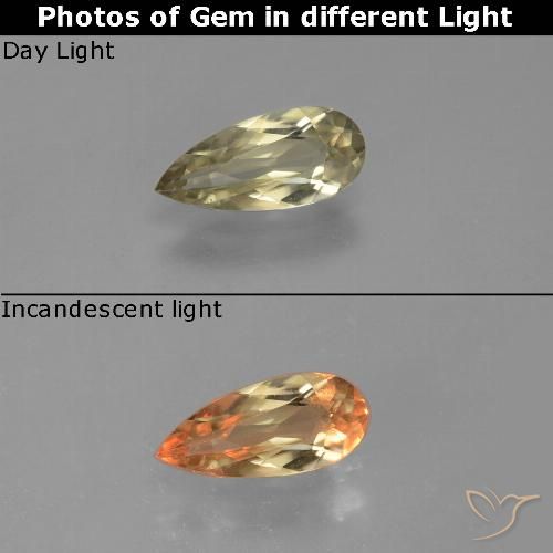 0.90ct Natural amarelo suave Diásporo com mudança de cor, Formato de pêra, VVS-VS