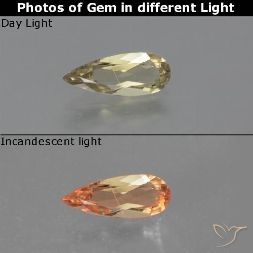 0.92ct Natural Luz amarela Diásporo com mudança de cor, Formato de pêra, VS