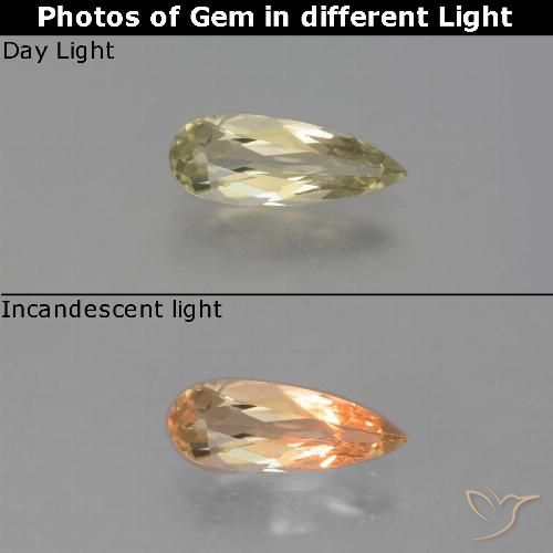 1.00ct Natural Amarelo claro Diásporo com mudança de cor, Formato de pêra, VS