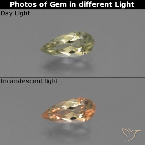 0.96ct Natural Luz amarela Diásporo com mudança de cor, Formato de pêra, VS