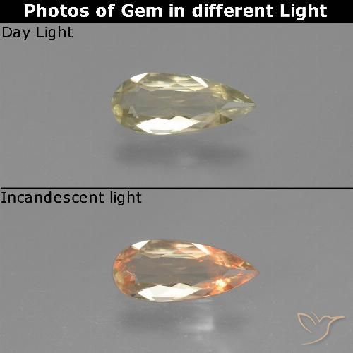 0.77ct Natural Amarelo claro Diásporo com mudança de cor, Formato de pêra, VS
